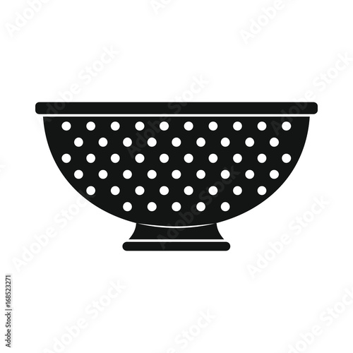 Collander in black simple silhouette style icon vector illustration for design and web