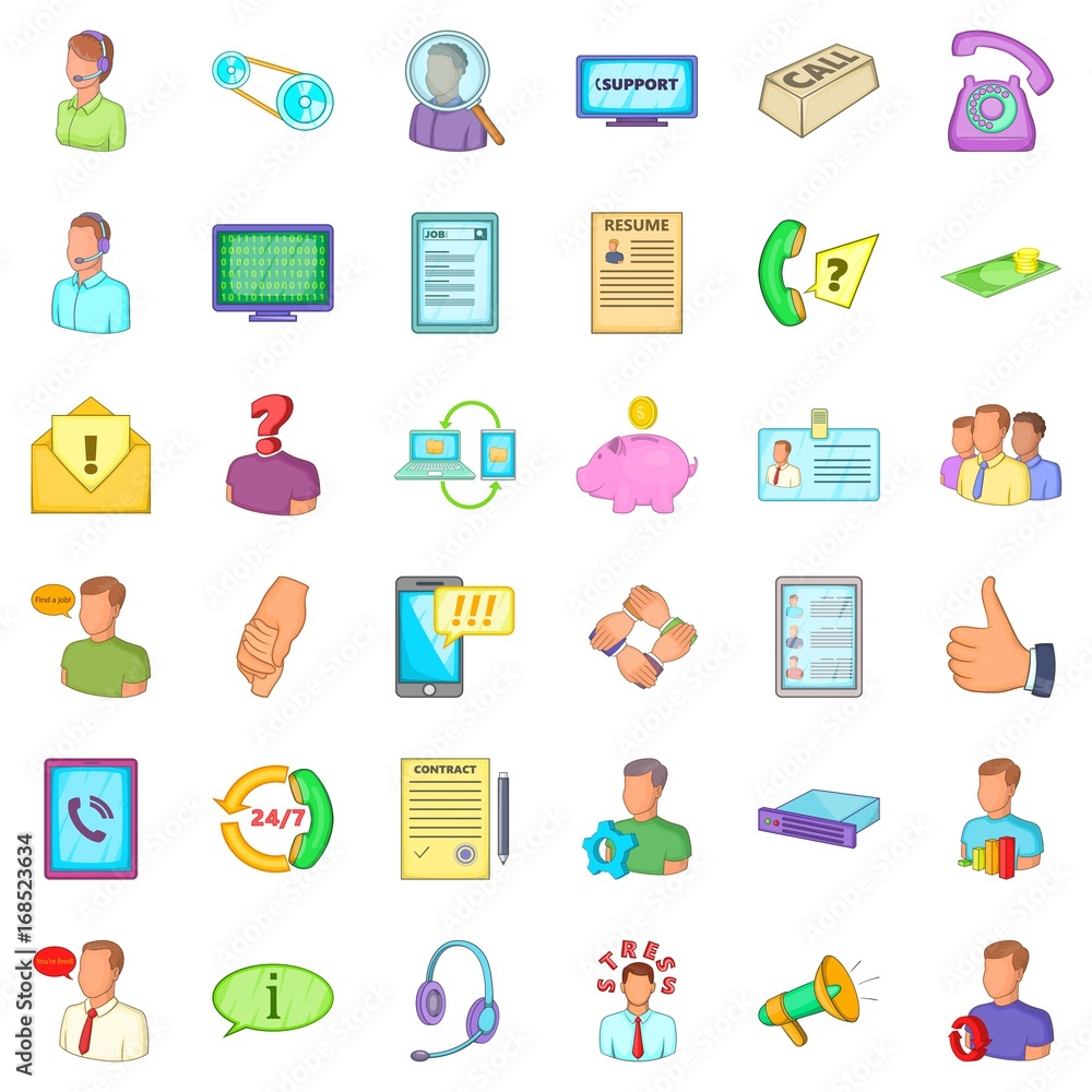 Business process icons set, cartoon style Business process icons set, cartoon style