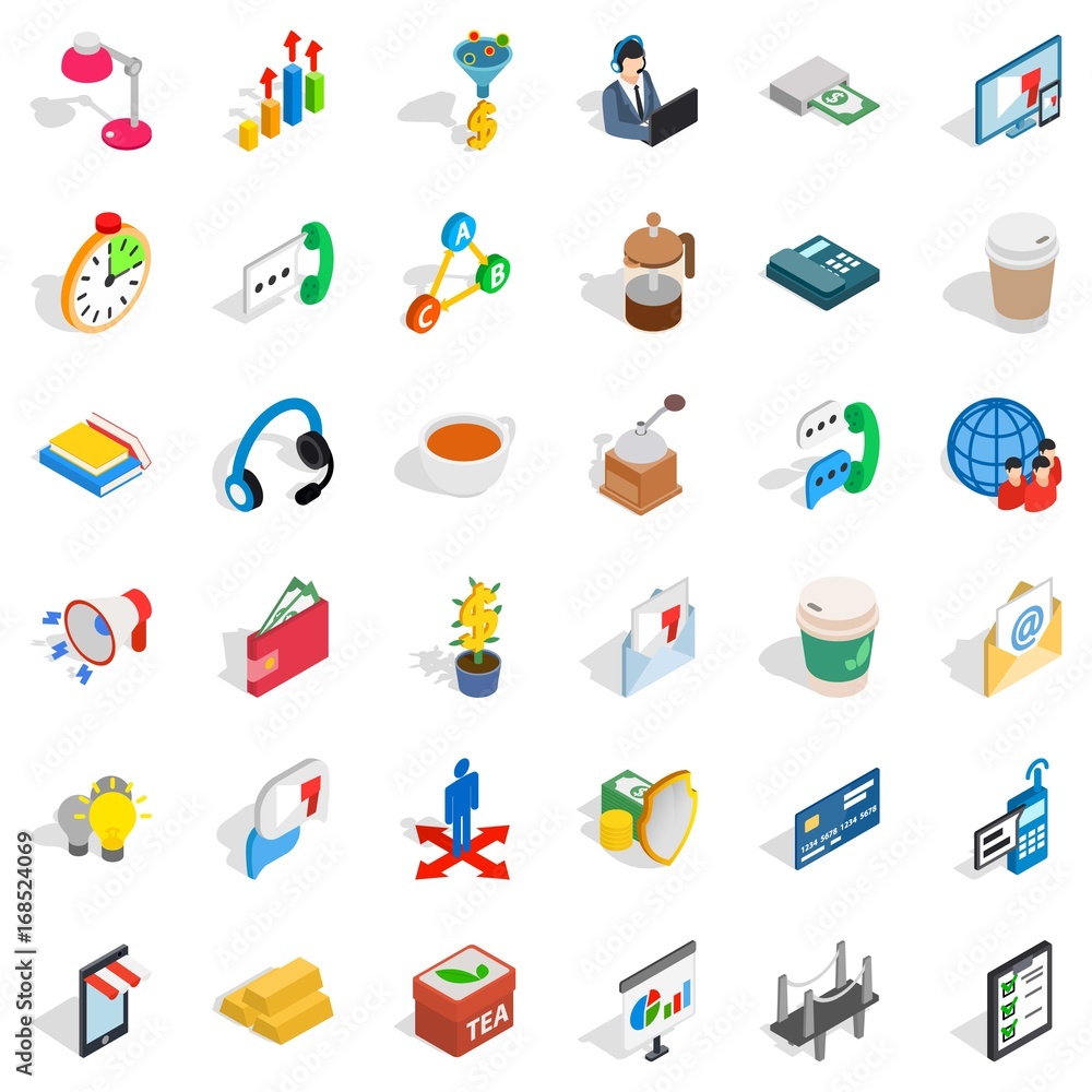 Business start up icons set, isometric style Business start up icons set, isometric style