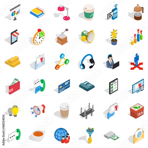 Start up icons set, isometric style