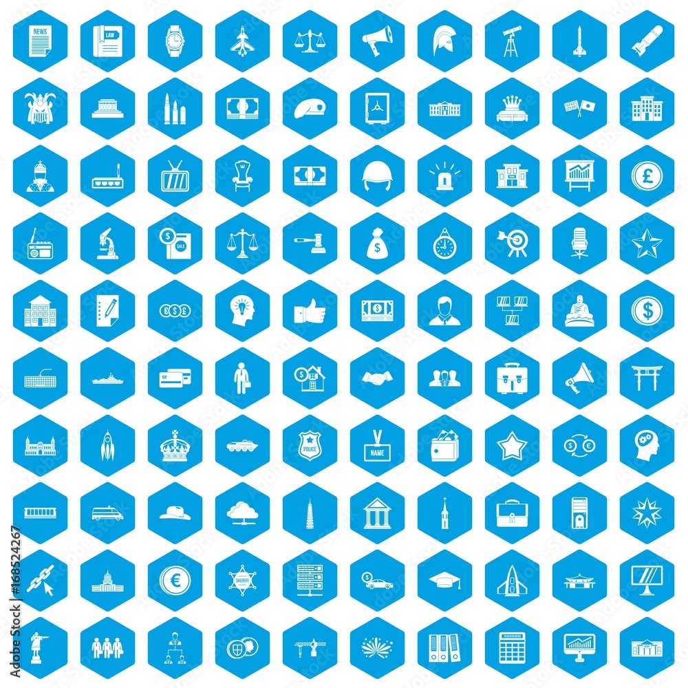 100 government icons set blue 100 government icons set blue