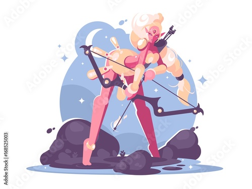 Character archer cartoon girl elf