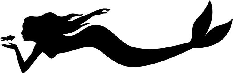 Keuken achterwand Zeemeermin Zeemeermin silhouet met lange haren  © yulnniya