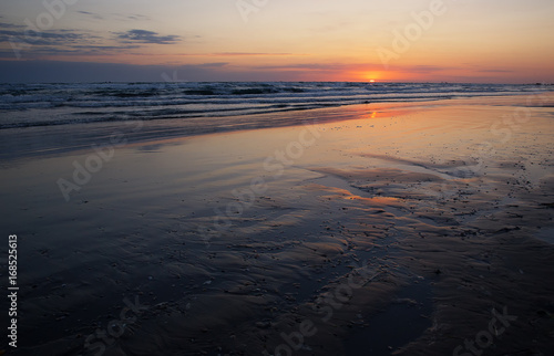 The coast of the Caspian Sea at sunrise