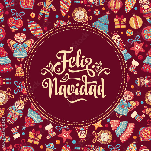 Feliz navidad. Xmas card on Spanish language