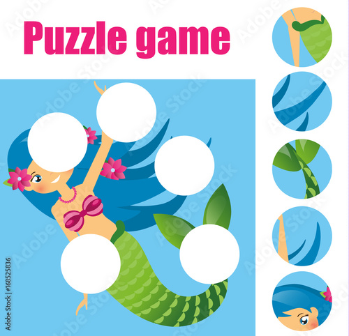Puzzle kids activity. Matching children educational game. Match pieces and complete the picture.