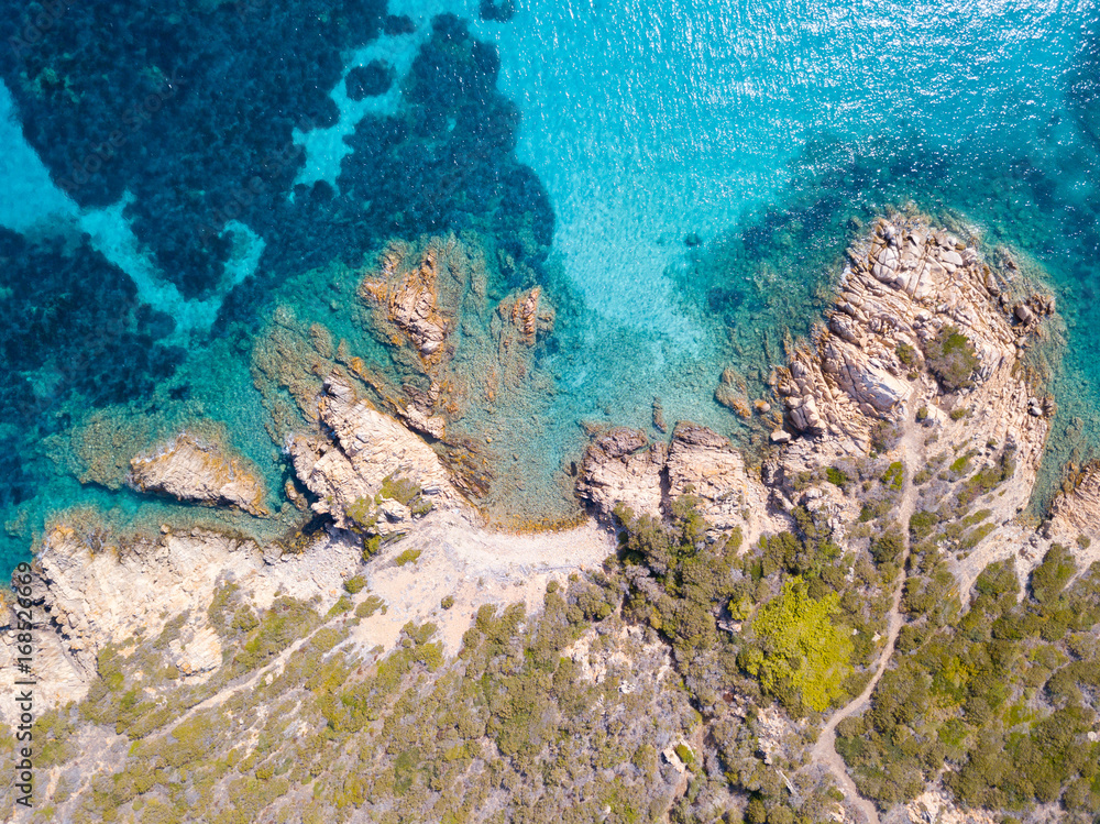 Aerial view of  Santa Maria island, Maddalena archipelago. Sardinia