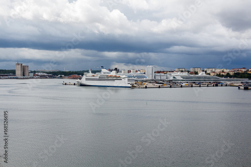 Panoramic view of the harbour in Stockholm on a sunny day