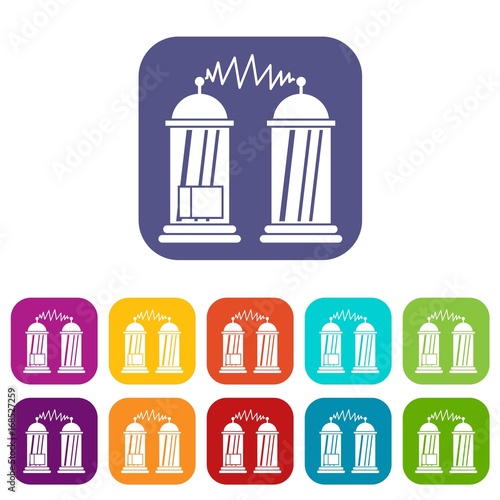 Electrical impulses icons set