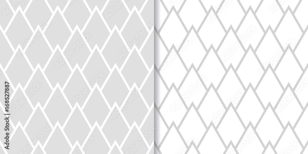 Fototapeta premium Geometric gray set of seamless patterns