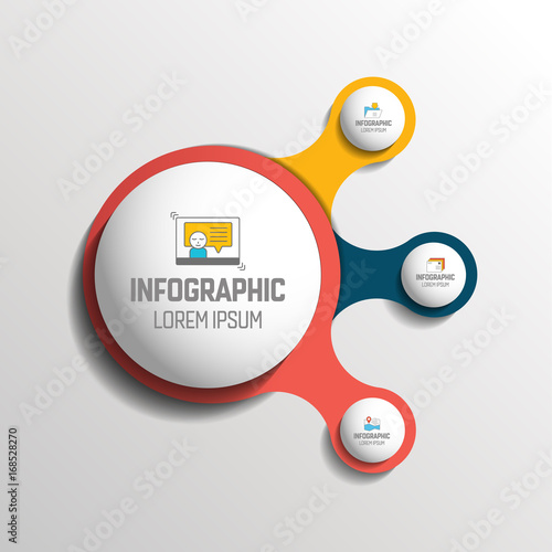 Infographic template. 3 steps elements bubble chart, scheme, diagram.