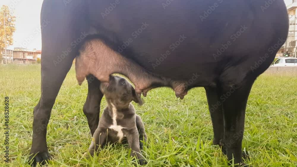 Cane corso baby drinking milk from their mother. A cute moment.
Cane corso baby drinking milk from their mother. A cute moment.