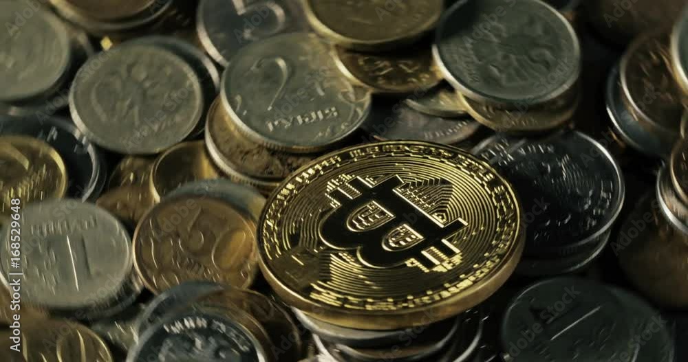 Crypto currency Gold Bitcoin - BTC - Bit Coin. Macro shots crypto currency Bitcoin coins. Blockchain technology. Crypto currency Gold Bitcoin - BTC - Bit Coin. Macro shots crypto currency Bitcoin coins. Blockchain technology.
