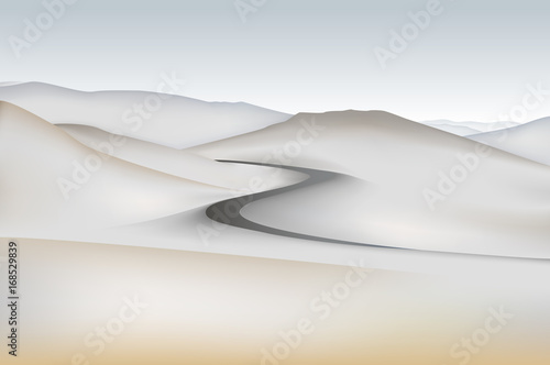Road to the  desert mountain