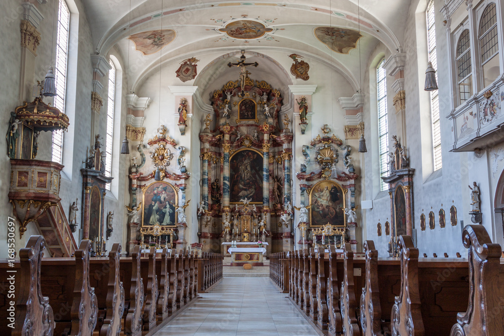 Innenansicht einer Kirche am Bodensee