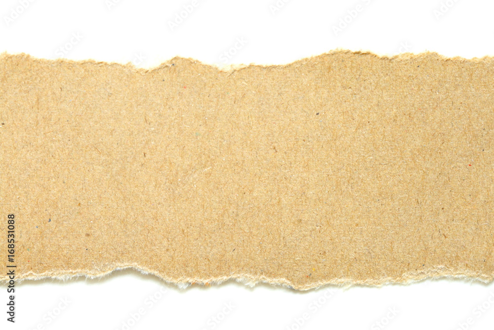 brown ripped paper on white background, have copy space for put text brown ripped paper on white background, have copy space for put text