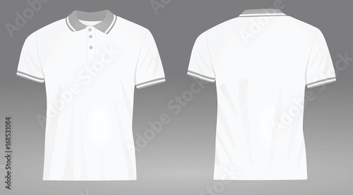 White polo t shirt  with grey collar template. vector illustration
