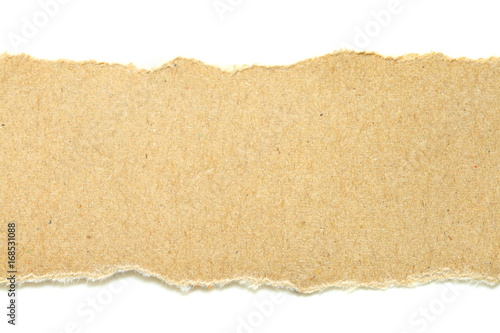 brown ripped paper on white background, have copy space for put text