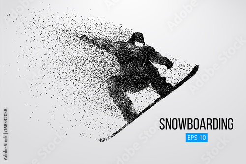 Silhouette of a snowboarder jumping isolated. Vector illustration