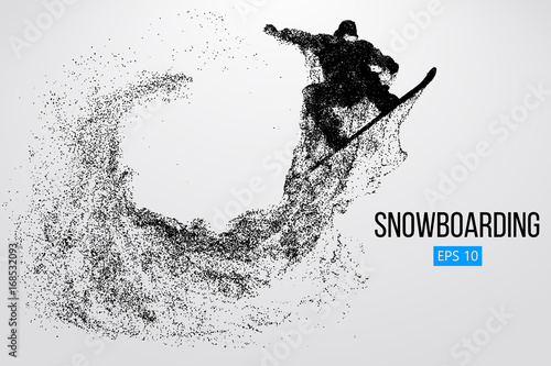 Silhouette of a snowboarder jumping isolated. Vector illustration