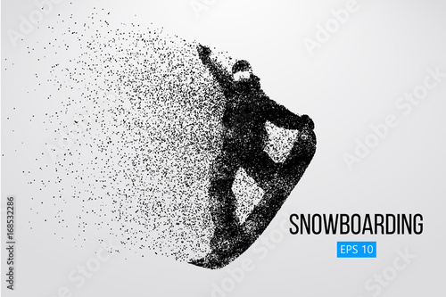 Silhouette of a snowboarder jumping isolated. Vector illustration