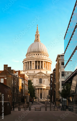 The famous St Paul's cathedral at sunrise, London, United Kingdom.