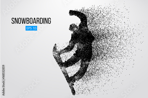 Silhouette of a snowboarder jumping isolated. Vector illustration