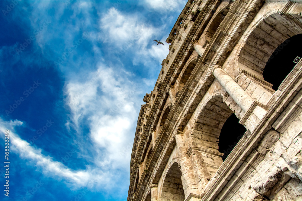 Italian architecture of Rome. Atmospheric city. The legendary Colosseum. blood and Sand