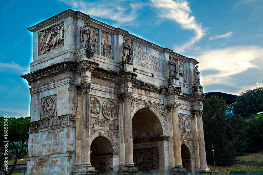 Italian architecture of Rome. Atmospheric city. Triumphal Arch of Constantine Italian architecture of Rome. Atmospheric city. Triumphal Arch of Constantine
