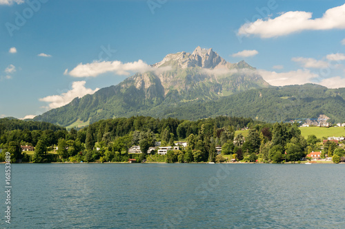 Mount Pilatus from lake Lucerne photo