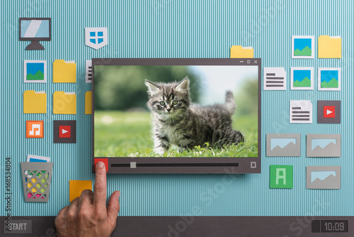 Fototapeta Naklejka Na Ścianę i Meble -  Collage video player
