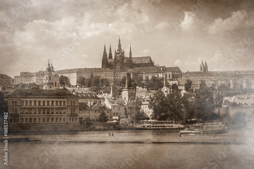 Cartolina vintage della città vecchia di Praga