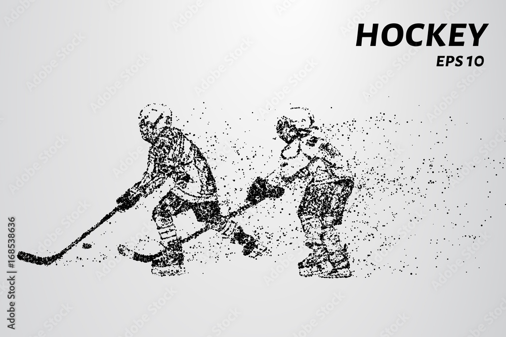 Fototapeta premium Hockey player of the particles. Silhouette of a hockey player consists of points.