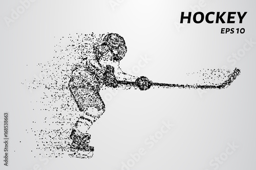 Hockey from the particles. Hockey breaks down into small molecules. Vector illustration.