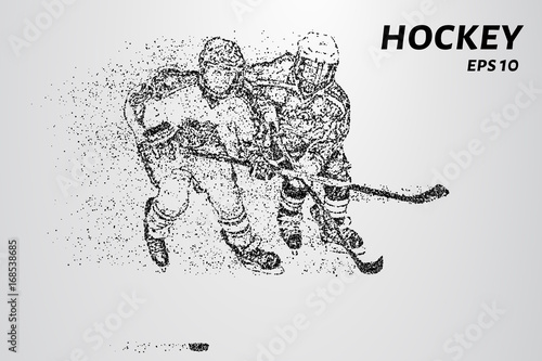 Hockey from the particles. Hockey breaks down into small molecules. Vector illustration