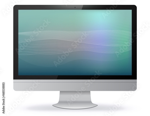 Computer Monitor Vector Illustration With Abstract Screen  