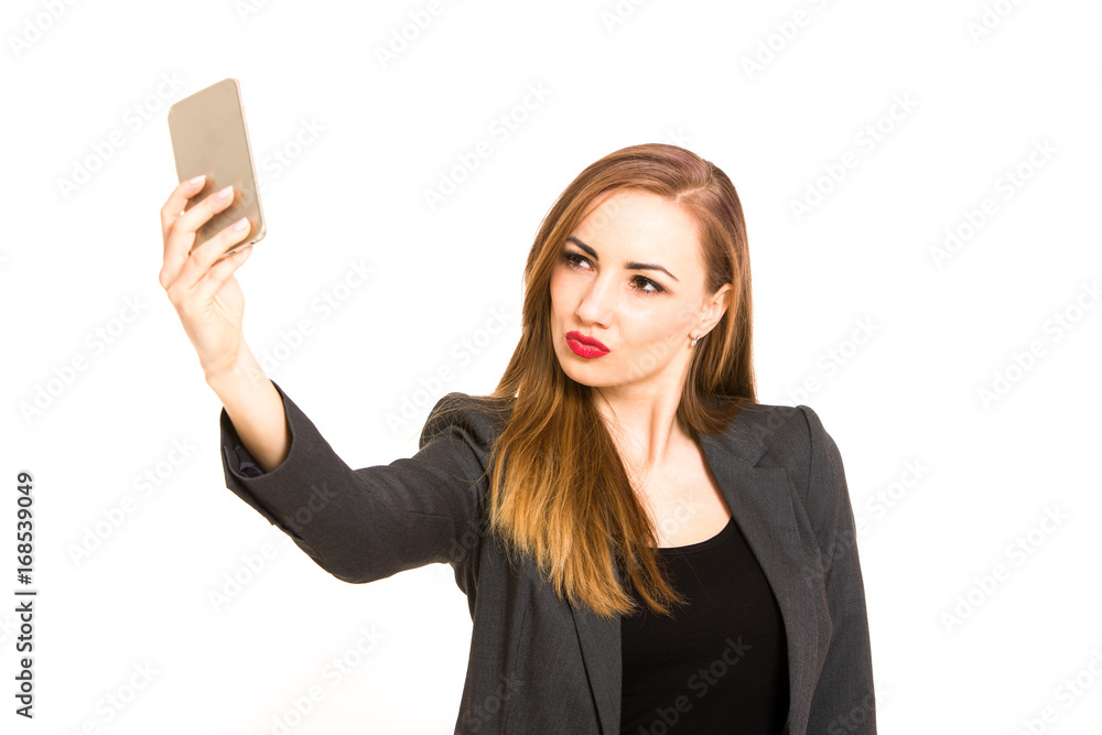 Young business woman taking selfie portrait Young business woman taking selfie portrait