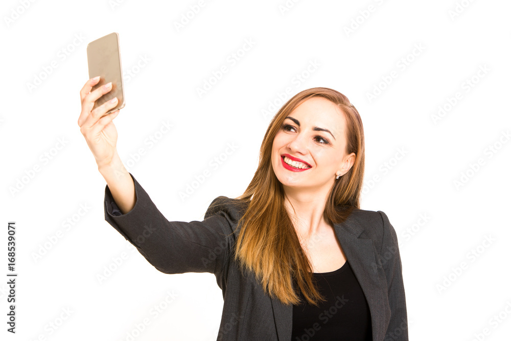 Young business woman taking selfie portrait Young business woman taking selfie portrait