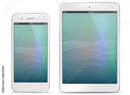 Mobile Phone and Tablet Computer Vector illustration With Abstract Screen
