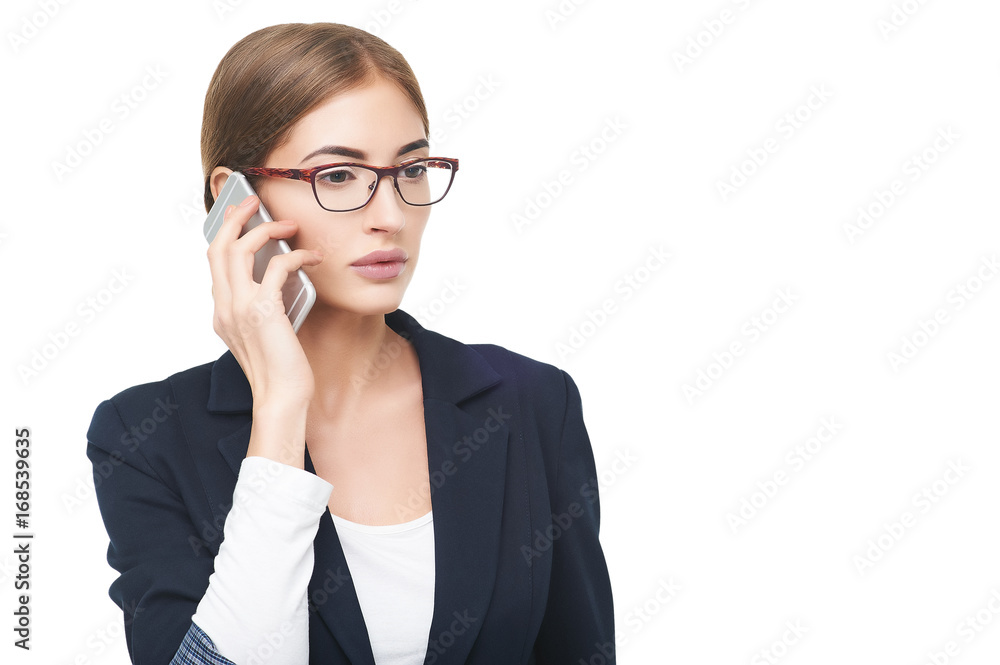 Business woman talking on phone