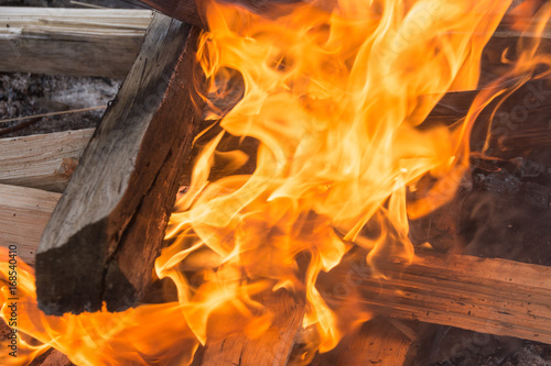 Brennendes Holz in einem Lagerfeuer photo