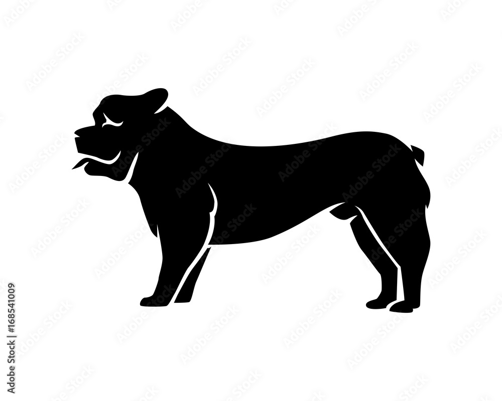 Domestic Cute Happy Dog Pet Bulldog Doggy Silhouette Profile Vector