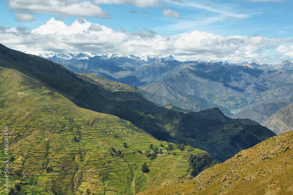 View of fields in the way to Huanuco, Peru
