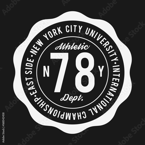 Vintage badge, athletic sport typography for t shirt print. Varsity style. T-shirt graphic photo