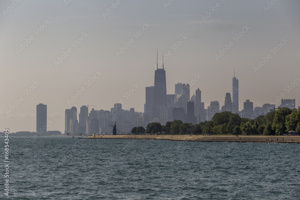 Chicago skyline with Lake Michigan