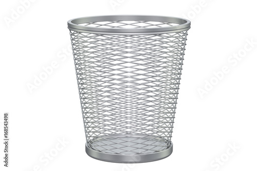 Empty metal garbage bin, 3D rendering photo