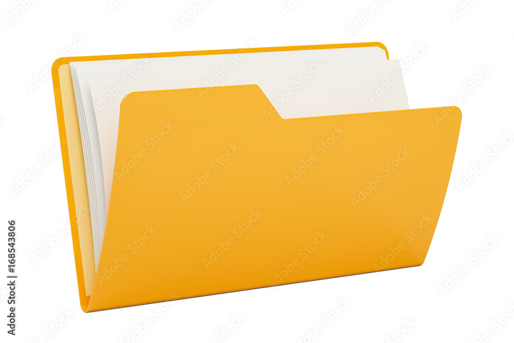 Yellow computer folder icon, 3D rendering