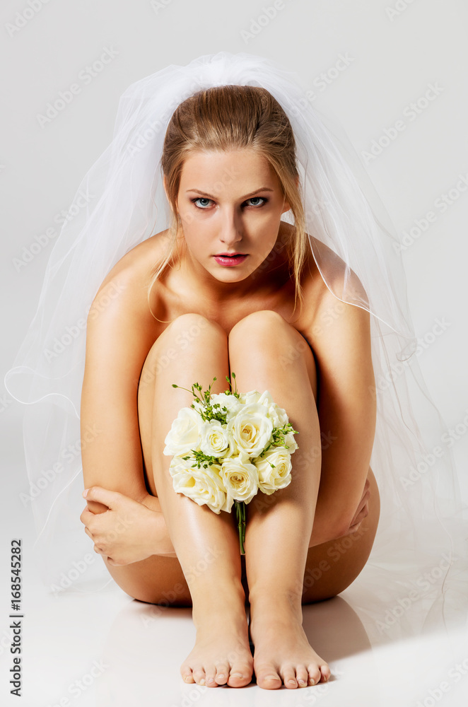 Beautiful nude bride in wedding veil Beautiful nude bride in wedding veil