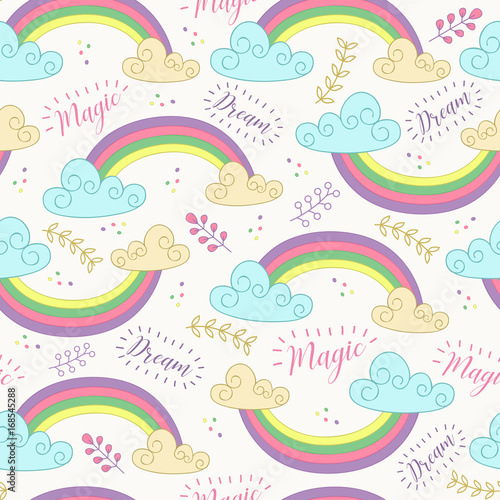 seamless pattern with cute rainbow  - vector illustration  eps  