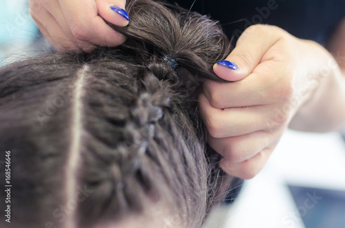 Fotografie Weave or pigtail hairstyle
